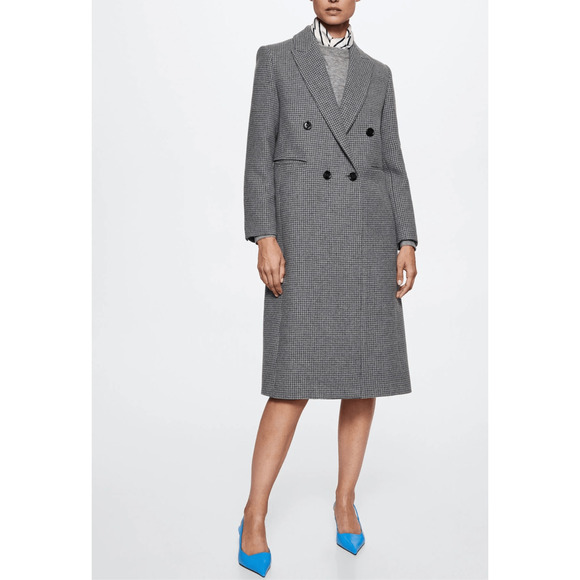 NEW!  Mango Houndstooth wool-blend coat - Picture 1 of 9